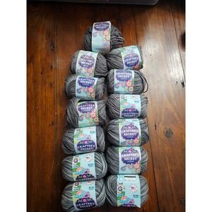 Crafter's Secret Cotton Yarn 176 Black Ice Grey Variegated 13 Skeins 1045yd Bulk